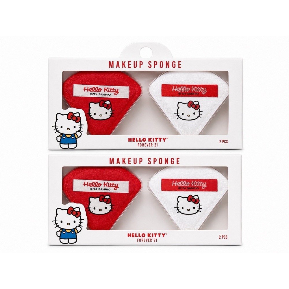 Hello Kitty x Forever 21 Makeup Sponge 2-Piece Set Sanrio Lot of 2 Red White NEW